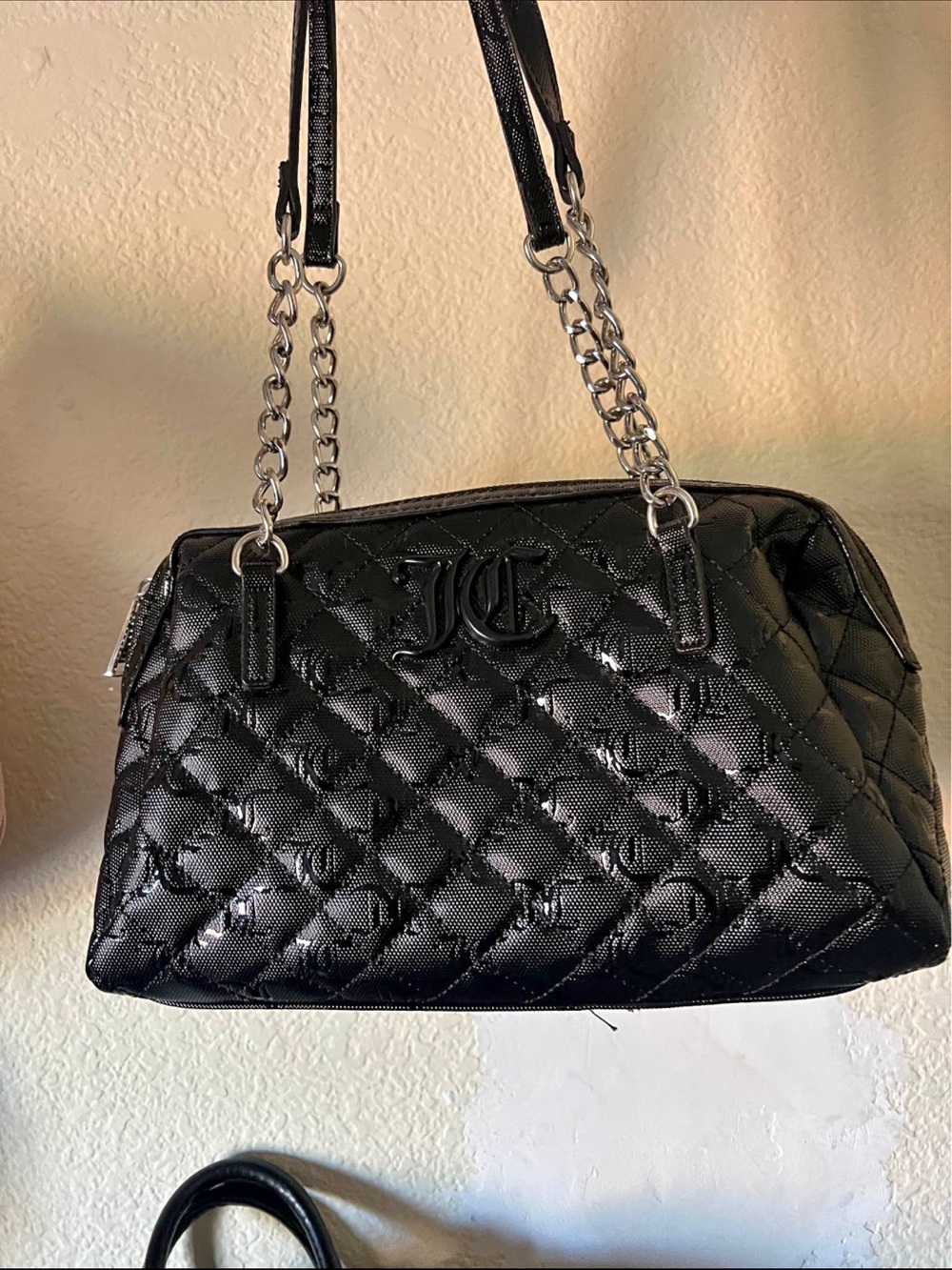 Juicy Couture Quilted Patent Shoulder Bag - Black
